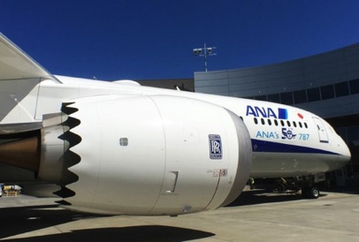 Rolls-Royce engine on ANA Airline's 50th Boeing 787 Dreamliner.